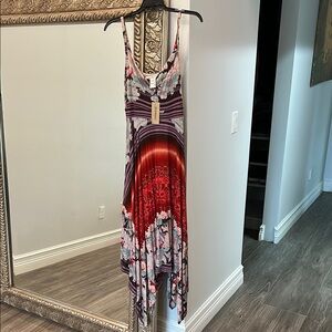 American Rag Floral Multicolor Sharkbite handkerchief hem Dress NWT